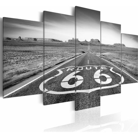 Tableau route 66 noir et blanc - 200 x 100 cm