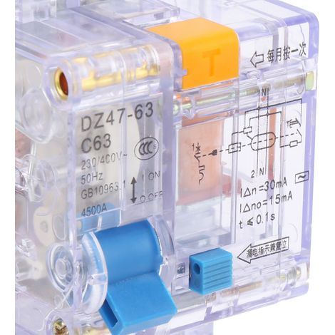 Miniatur-Fehlerstromschutzschalter transparent DZ47LE-63 C63 1P+N 663A (1/4)