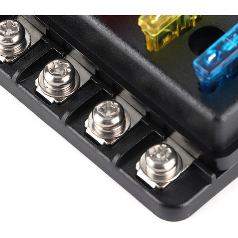 Boîtier à Fusibles 12 Voies avec Indicateur LED et Couvercle Étanche pour Voiture Bateau Bus