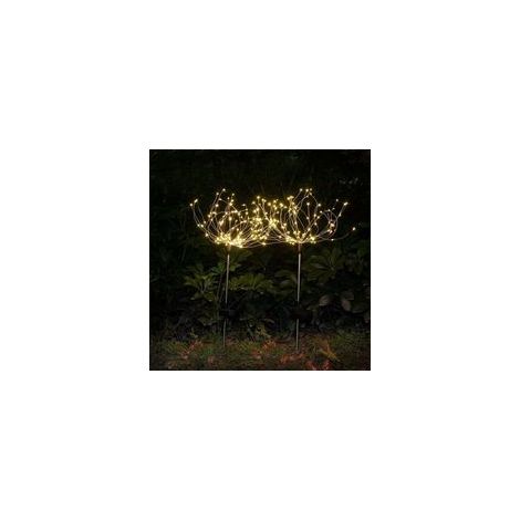 2er-Pack Solar-Gartenleuchten „Starburst“, 120 LED-Solar-Feuerwerkslichter, 40 Lichterketten aus Kupferdraht – DIY-Blumendekoration für Wege, Terrassen, Rasen, Hinterhof und Partys - Crezuo