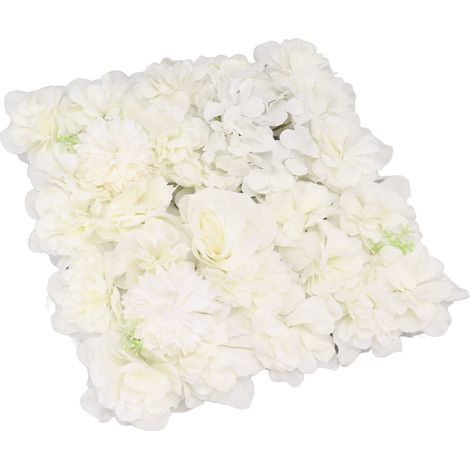 Panneaux muraux de fleurs artificielles, roses en soie simulées, décoration murale pour décor de scène de mariage, 38 x 38 cm, blanc (1/5)
