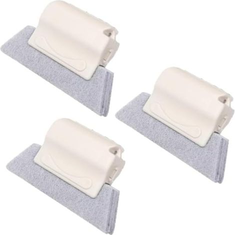 Juego de 3 cepillos de limpieza para ranuras, marcos y canales de ventanas. Herramienta de limpieza doméstica para juntas de ventanas. Punta afilada. Color beige.