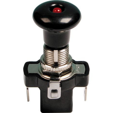 Interruttore tira-spingi con spia a Led - 12/24V - Rosso - 10A (1/4)