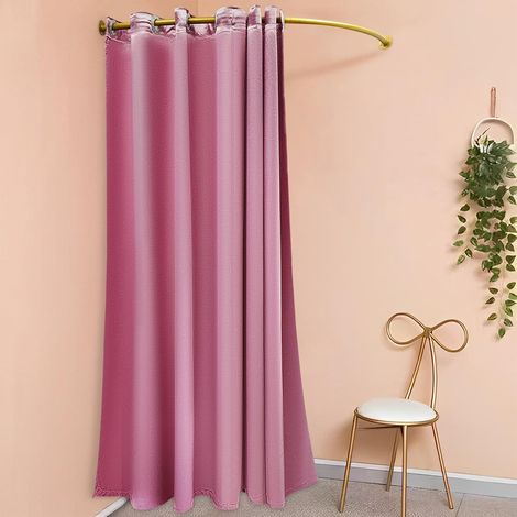 Cloison de séparation en forme de U pour cabine d'essayage — Protection de la vie privée — Cabine d'essayage et d'habillage pour boutique de vêtements — Rideau séparateur (Forme en C — Rose) (1/5)