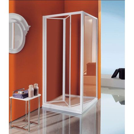 Samo - Porte de douche pliante 89 - 93 cm profilés blanc verre transparent - CIAO (1/3)
