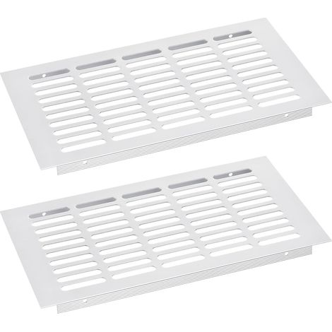Grille de Couverture de Bouches d'Aération, 2 Pièces 300 x 150 mm en Alliage d'Aluminium, Grille de Ventilation Rectangulaire à Persiennes (Argent) (1/5)