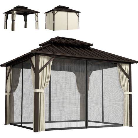 Outsunny 3 x 3.6 m Hardtop Gazebo Canopy with Aluminium Frame, Garden Gazebo
