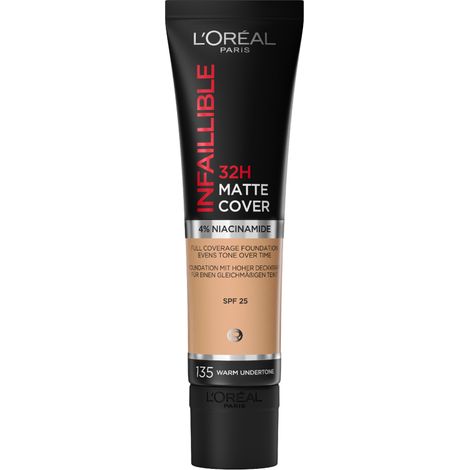 Base de maquillaje Loreal Infaillible 32H Matte Cover - 135 Tono cálido 30 ml (1/5)