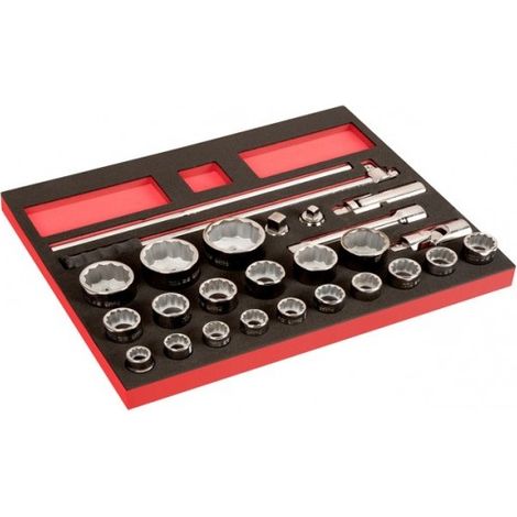 BAHCO - Jeu de douilles 3/4", module mousse 3/3 Fit&Go - 26 pcs