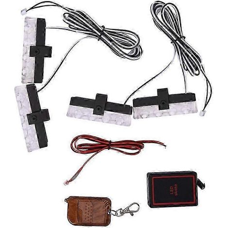 Gyrophare stroboscopique rouge et bleu à 16 LED 12V pour voiture, lampe d'avertissement d'urgence pour tableau de bord de police. (1/5)