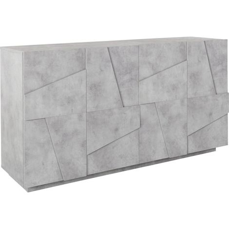 Mobile Basso 160 cm Credenza in Legno Madia con 4 Ante Grigio Cemento (1/4)