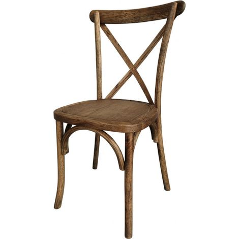 Chaises dos croisé en bois champêtre empilable lot de 7 - Prodirest (1/5)