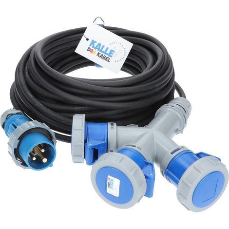 Kalle Verlängerungskabel CEE 230V 16A 2,5mm² 3-Fach Kupplung Aquasafe IP67  5 Meter