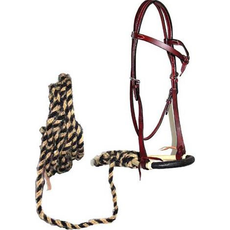 Set bosal in cuoio e rawhide e mecate in crime completo di testiera in cuoio