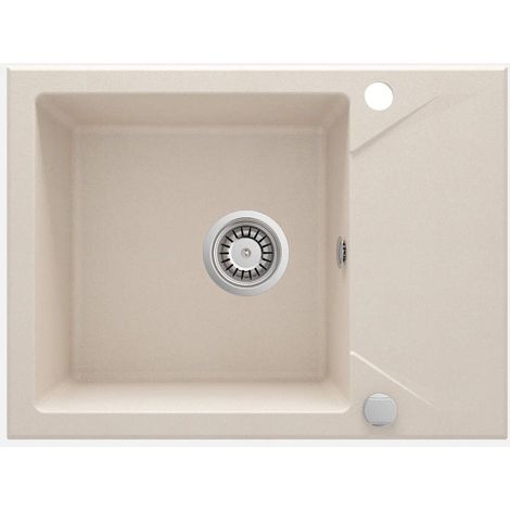 Lavello cucina in granito con 1 vasca e gocciolatoio 59x44 cm beige - Kalo