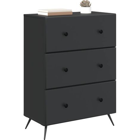 vidaXL Drawer Cabinet Black 66 x 34.5 x 90 cm Engineered Wood