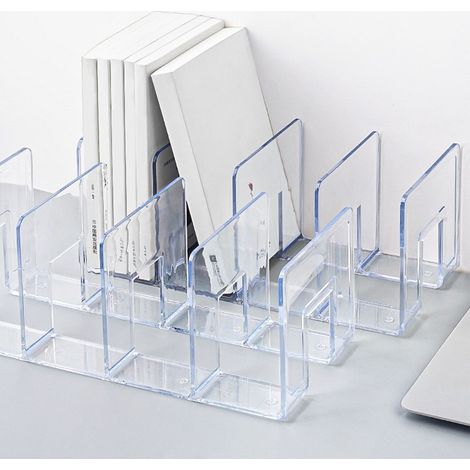 Serre-livres transparent en acrylique, séparateur d'étagère de bureau, rangement de livres, serre-livres sur pied (1/3)