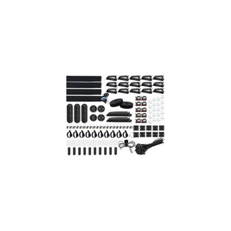 Kit per la gestione dei cavi da 200 pezzi, 4 guaine per cavi, 3 clip per cavi, 10+2 fascette per cavi, 15 clip adesive per cavi, 100 fascette per cavi - Crezuo