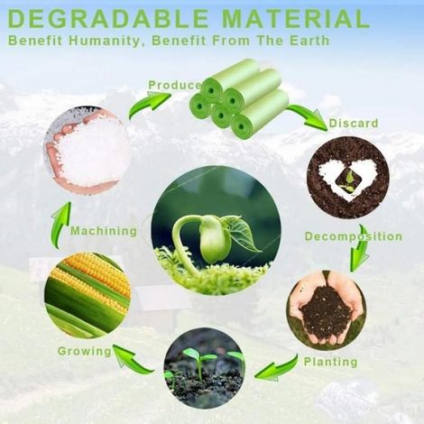 Sacs poubelles compostables100unités,épais dégradables,alimentaires/ménagers/jardin,cuisine/bureau/ménage/animaux (1/4)