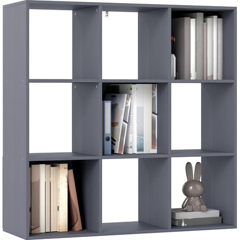 Banc-bibliothèque 2-en-1 (Coussin inclus) — Unité de rangement ouverte à 6 casiers sur 2 niveaux, idéale pour le salon, la chambre ou le bureau  Dimensions : 102 x 30 x 61 cm  Couleur : Bleu