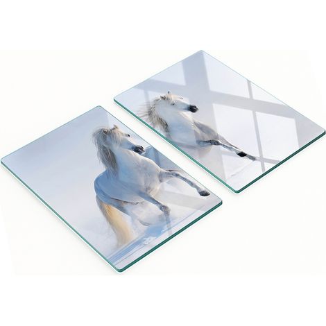 Eleganti e resistenti lavagne in vetro con stampa "Due cavalli di neve" 2x40x52 cm (1/5)