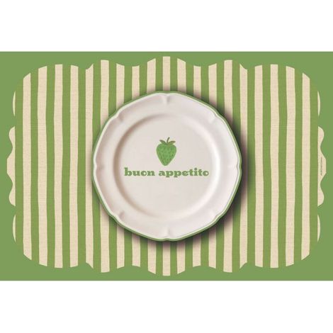 Tovaglietta Americana Sagomata a Righe Buon Appetito Verde 44x30 cm (1/3)