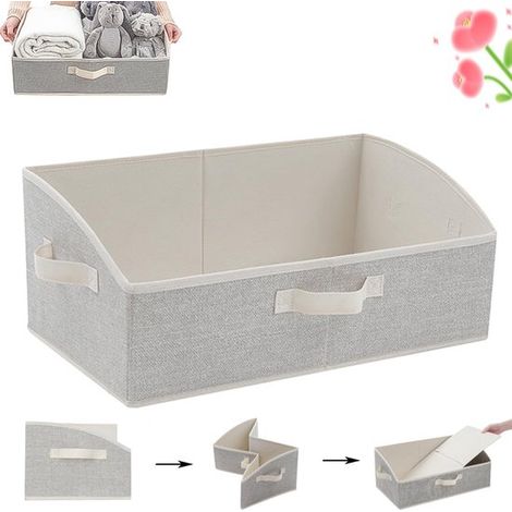 Boîte de rangement pour penderie - Boîte de rangement compacte avec tiroirs - 50 x 28,5 x 20 cm - Beige - Idéale pour ranger vêtements, sous-vêtements, livres, étagères et armoires. Beige (1/5)