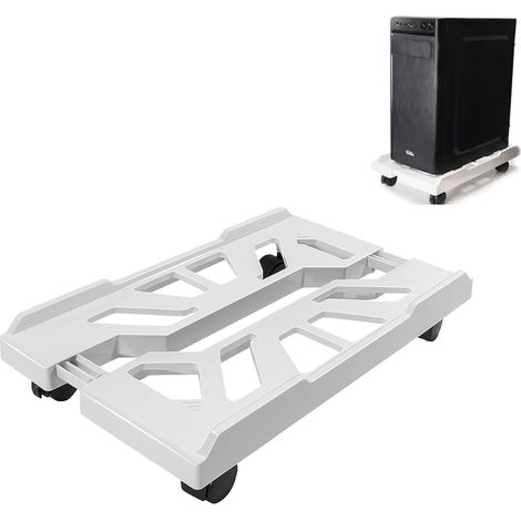 1 Support PC Mobile 4 Roulettes, Réglable 20-31cm, Dissipation Chaleur, Pour Unité Centrale Bureau (1/5)