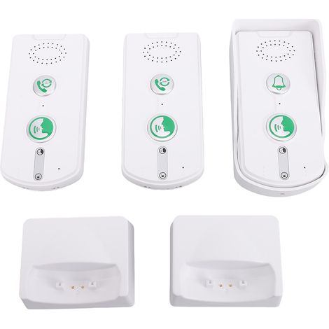 Timbre inalámbrico recargable EcoLink con intercomunicador: dos estaciones, comunicación bidireccional, IP54, batería integrada de 1000 mAh, alcance de 500 m (blanco). (1/5)