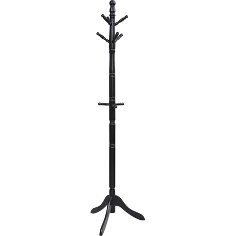 Perchero ajustable de 9 ganchos 50 x 50 x 138-175 cm ahorra espacio estable estilo moderno madera de caucho negra 200018492