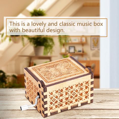 Boîte à musique mécanique à manivelle en bois, 1 pièce, cadeau d'anniversaire classique (1)