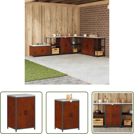 Stauraum - Küchenaufbewahrung mit Regal Rostig 60 x 50 x 92 cm Stahl (1/5)