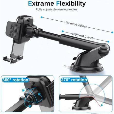 Support Téléphone Voiture - Ventouse Nano Gel - Rotation 360° - Compatible Smartphones 4 À 7 Pouces - 1 Pièce (1/4)