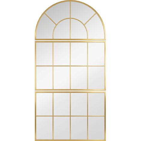 Miroir mural style verrière 76 x 149 cm MAURY doré (1/4)