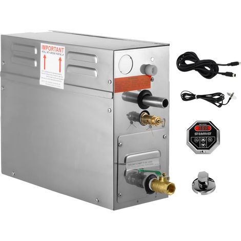 FlowerW Generatore di vapore portatile per sauna da 6 kW, con regolatore digitale di temperatura, timer 6 KW134, nero