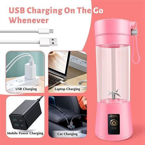 Mélangeur Portable Mini Blender USB Rechargeable 380ml pour Smoothies Shakes et Fruits avec 6 Lames (1/3)