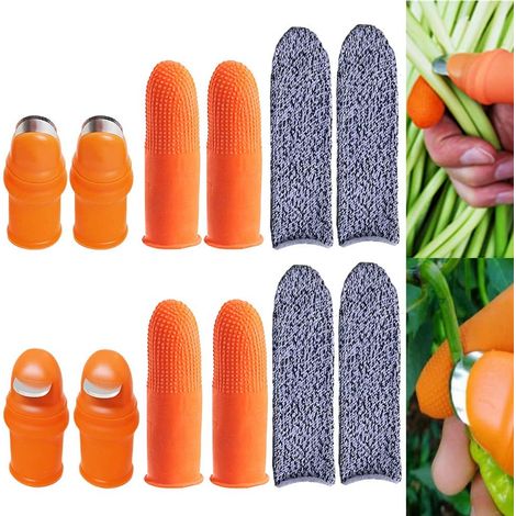 Ensemble de 12 couteaux à pouce en silicone avec protège-doigts anti-coupure - Couteaux pour fruits, plantes et jardin - Compatibles avec la coupe de plantes, fruits et légumes (1/5)
