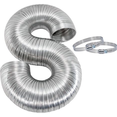 Conduit d'air flexible Ø 100 mm pour hotte de cuisine, climatiseur, hotte aspirante, sèche-linge – Tuyau d'évacuation semi-rigide de 1,5 m – Conduit de ventilation – Aluminium
