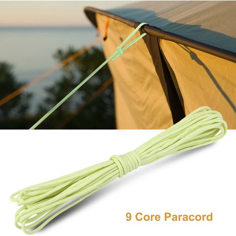 Corde Paracord lumineuse 9 brins, corde de survie extérieure phosphorescente jaune (1/5)