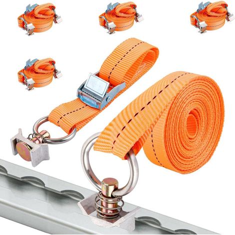4er Set Airline Fitting Spanngurte 5m lang, 25mm breit mit Klemmschloss