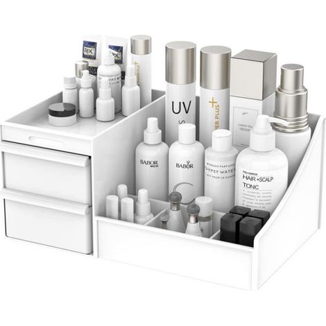 RisingFF Boîte de rangement pour cosmétiques avec tiroirs pour coiffeuse, comptoir de salle de bain, élégant support de vanité (1/5)