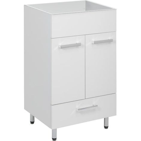 STAMAR  Badezimmerschrank 50 x 40 cm - Weiß Hochglanz - Mit Schublade - Praktisch und Modern