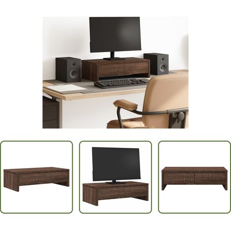 Schubladen -  Monitorständer mit Schubladen Braun Eichen-Optik 50x27x15 cm (1/5)