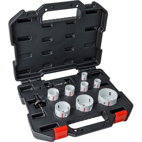 Coffret de 10 trépan bi-métal Ø 22-67 mm – Profondeur 38 mm – Pour perçage bois dur et béton armé – Erko (1/2)