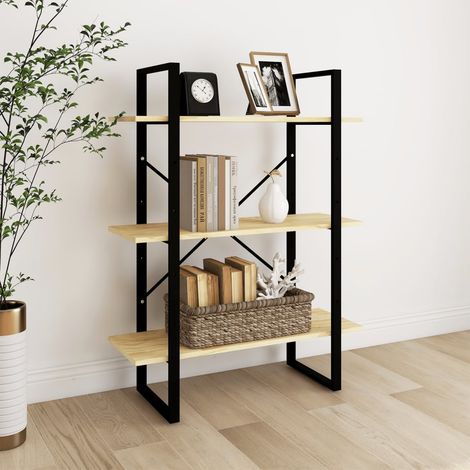 Bibliothèque à 3 niveaux Meuble de Rangement  Meuble Étagère 80x30x105 cm Bois de pin massif 92548 (1/5)