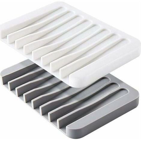 Set mit 2 selbstentleerenden Seifenschalen, hochwertiger Silikon-Seifenhalter, Seifenaufbewahrung für Dusche, Küche, Badewanne, Rasierer, Schwämme, einfache Reinigung mit etwas Wasser, prol