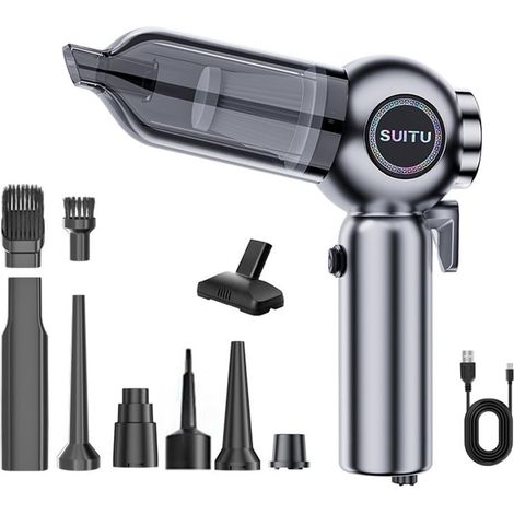 Aspirateur à main multifonction avec forte aspiration de 16 000 Pa pour voitures et maisons (gris argenté) (1/5)