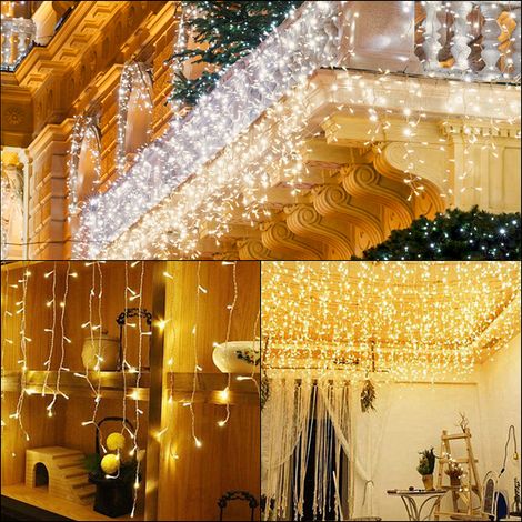 Randaco LED Eisregen Lichterkette warmweiß 400 LEDs 15m Weihnachten Lichtervorhang Beleuchtung Lichterkette Weihnachtsbaum (1/5)
