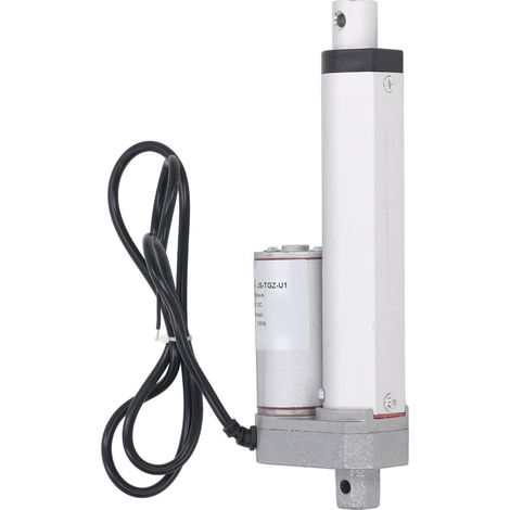 Vérin électrique linéaire miniature 750N course 100mm 12V pour automatisation agricole, robotique, suivi extérieur et domotique, blanc avec contrôleur et télécommande (1/5)