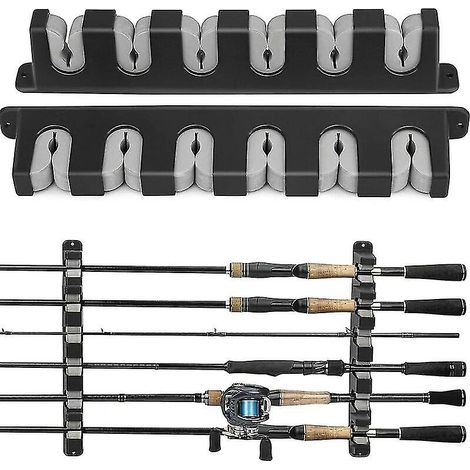 Fishing Rod Rack Canne A Peche Horizontal Wall Mounted Fishing Rod Holder For Garage, Boats, 6 Fishing Rod Combinations, 1 Pair 1 Pair (1/5)